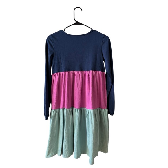 Hanna Anderson Girls Color Block Twirl Dress Size 12 Multi-Color Casual Tiered - Picture 8 of 9